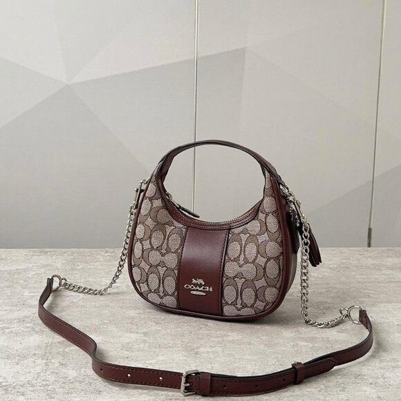 Coach Mini Carmen Crossbody In Signature Jacquard Oak Maple - Picture 1 of 8